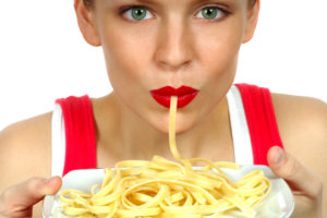 woman with pasta